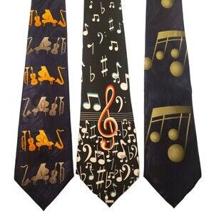 Music Notes Musical Instruments Ties #117A - Lot of 3 Novelty Neckties NWT Sale!